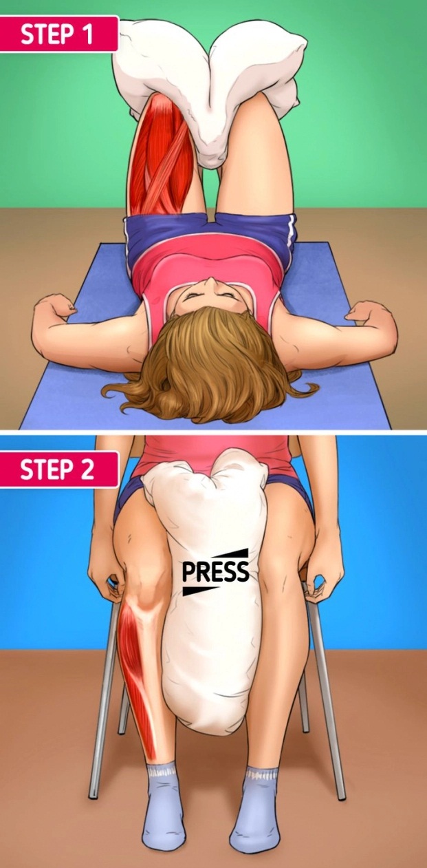 Bài tập Hip/knee pillow press